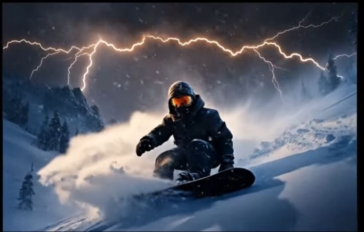 Snowboarder dramatic training shot